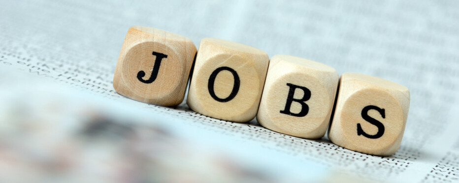 Terninger med teksten jobs